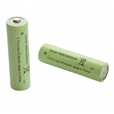 Set 2 Acumulatori VERZI Li-Ion tip 18650 , 5000mAh, 3.7V, terminal cu varf