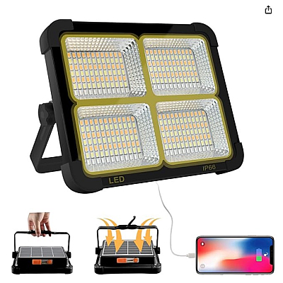 Proiector Patrat cu incarcare solara 336 Led 100W 16500mAh 10000 LM