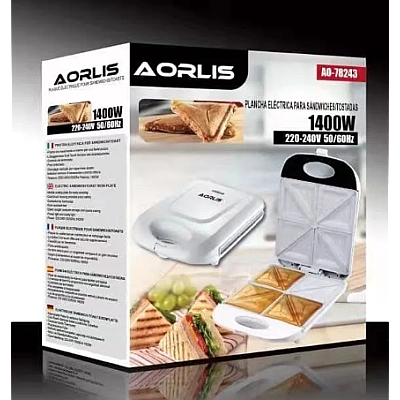 Sandwich Maker AORLIS 1400w AO 78243 cu forme de triunghi si patrat