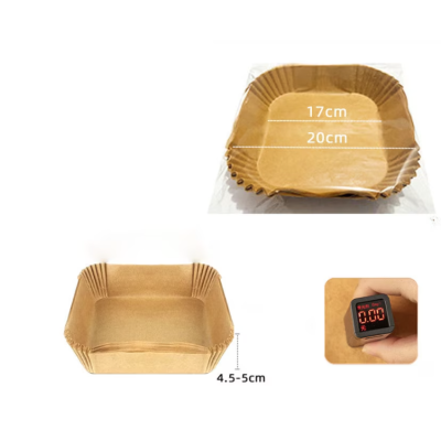 Set 50 hartii de copt PATRATE pentru friteuza Unica folosinta 16 cm Set 50 hartii de copt PATRATE pentru friteuza Unica folosinta 16 cm