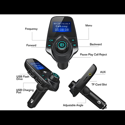 Modulator radio auto FM Bluetooth T11 cu card Micro SD/TF - DU75