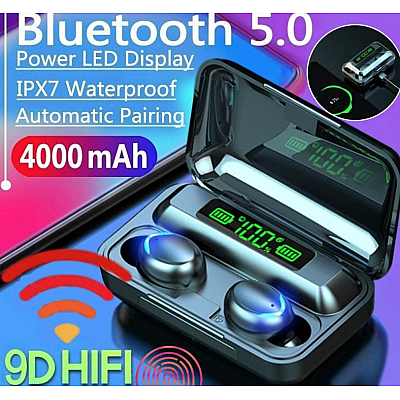 Casti In Ear TWS F9 Bluetooth 5.0 Wireless IPX7 4000mAh HiFi