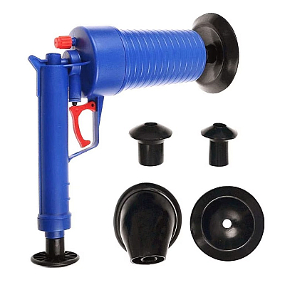 Pompa cu aer comprimat cu 4 accesorii pentru desfundat tevile de la chiuvete