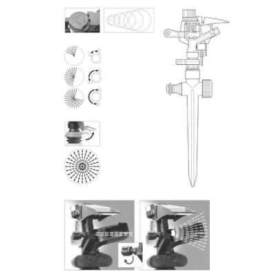 Aspersor Metal cu 6 moduri dispersie prin bataie  MX251 Aspersor Metal cu 6 moduri dispersie prin bataie  MX251