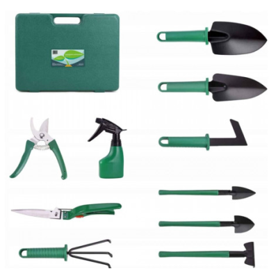 Trusa de gradinarit completa servieta platic VERDE 10 piese MX992 Trusa de gradinarit completa servieta platic VERDE 10 piese MX992