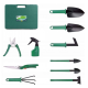 Trusa de gradinarit completa servieta platic VERDE 10 piese MX992 Trusa de gradinarit completa servieta platic VERDE 10 piese MX992