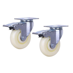 Set 2 Roati Pivotante 2" Albe Cu Frana  Set 2 Roati Pivotante 2" Albe Cu Frana