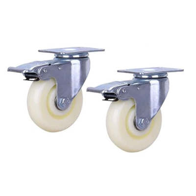 Set 2 Roati Pivotante 3" Albe Cu Frana Set 2 Roati Pivotante 3" Albe Cu Frana