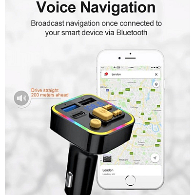 Modulator auto Bluetooth M6 cu Incarcator PD