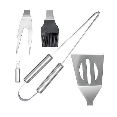 Set de 10 ustensile pentru gratar din Inox cu Husa de Depozitare