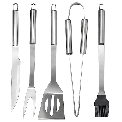 Set de 10 ustensile pentru gratar din Inox cu Husa de Depozitare