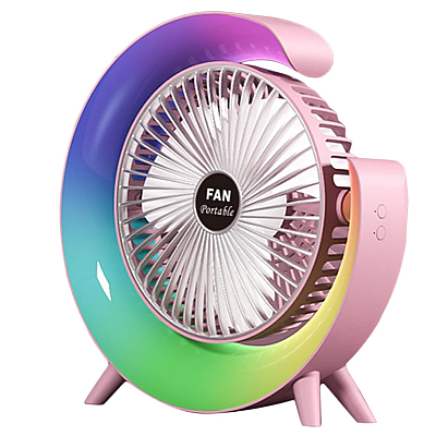 Mini ventilator de birou rotund cu LED RGB