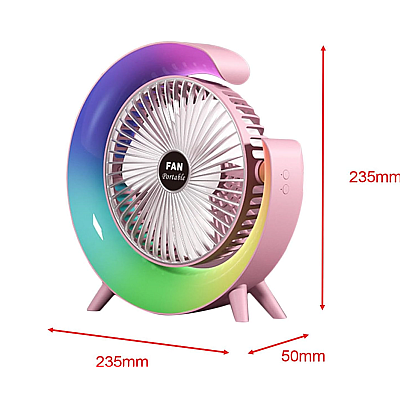 Mini ventilator de birou rotund cu LED RGB