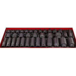 Set trusa chei tubulare impact lungi 1/2 cu 35 piese 8-32mm intarite pistol impact  Set trusa chei tubulare impact lungi 1/2 cu 35 piese 8-32mm intarite pistol impact