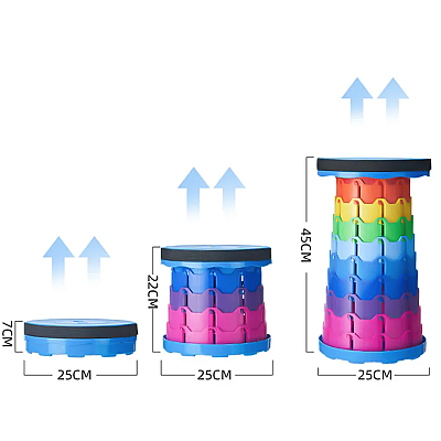 Taburet telescopic curcubeu albastru
