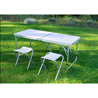 Set Masa plianta pentru camping gradina cu 4 scaune alb