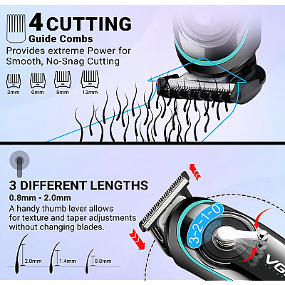 Trimmer profesional VGR V 075 cu afisaj LED si 4 piepteni