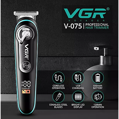 Trimmer profesional VGR V 075 cu afisaj LED si 4 piepteni