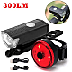 Set lanterna far stop led usb bicicleta trotineta 300 lm minimalist