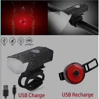 Set lanterna far stop led usb bicicleta trotineta 300 lm minimalist