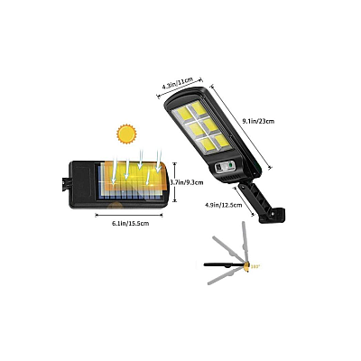 Lampa cu Incarcare Solara 150W, 160 LED-uri COB telecomanda