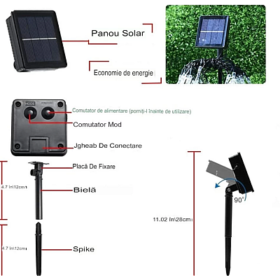 Instalatie Solara 30 LED LACRIMA 5m Lumina de Exterior ALB CALD