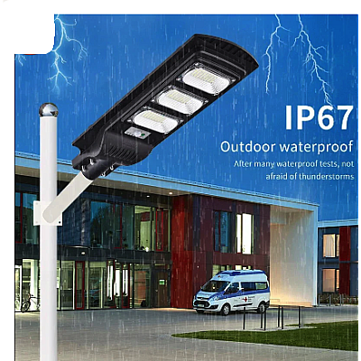 Lampa solara stradala LED 150W cu panou fotovoltaic cu 3 casete