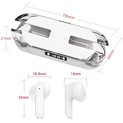 Casti bluetooth sport TM50 fara fir transparente cu afisaj digital VERDE