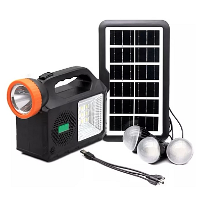 Kit solar camping GD 102 cu 3 becuri boxa BT radio powerbank 5000mAh