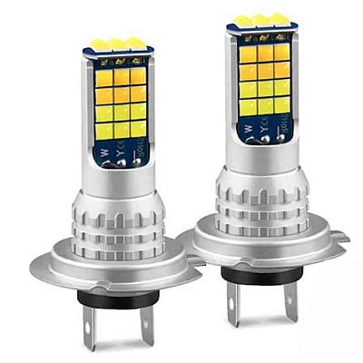 Set 2 Bec Led H7 3030 Smd 90W cu 2 moduri de lumina (rece si calda)