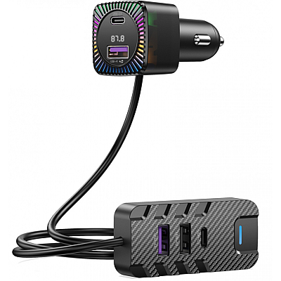 Modulator FM Bluetooth CSII cu 2 x USB C si 3 x USB A