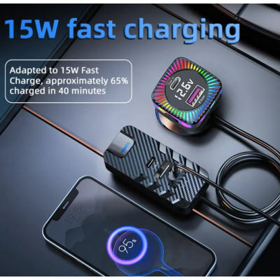 Modulator FM Bluetooth CSII cu 2 x USB C si 3 x USB A Modulator FM Bluetooth CSII cu 2 x USB C si 3 x USB A