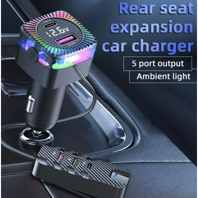 Modulator FM Bluetooth CSII cu 2 x USB C si 3 x USB A Modulator FM Bluetooth CSII cu 2 x USB C si 3 x USB A