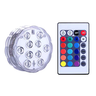 Lampa LED RGB cu telecomanda 16 culori impermeabila iluminare subacvatica alimentata cu baterii