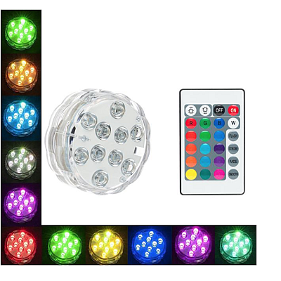 Lampa LED RGB cu telecomanda 16 culori impermeabila iluminare subacvatica alimentata cu baterii