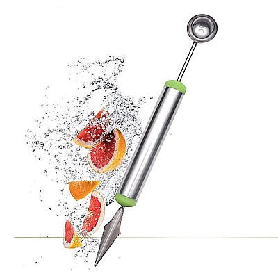 Cutit de sculptat cu lingurita de fructe cu dubla utilizare din otel inoxidabil