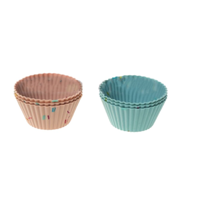 Set 6 forme din silicon pentru prajituri si briose imprimeu confettii Set 6 forme din silicon pentru prajituri si briose imprimeu confettii