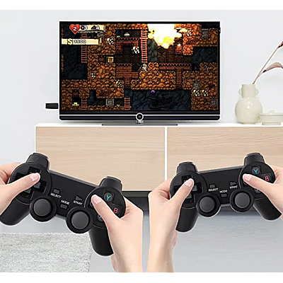 Set Consola gaming 4K retro cu 2x controller wireless dual 2,4G stick jocuri video plug-and-play HDMI USB