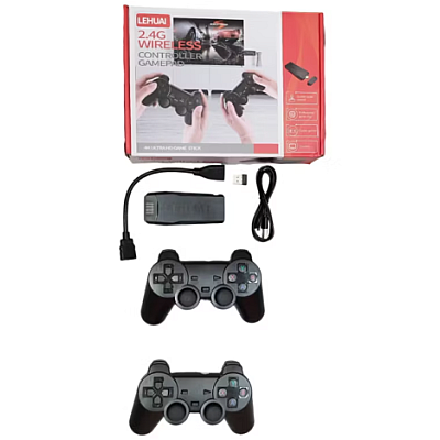 Set Consola gaming 4K retro cu 2x controller wireless dual 2,4G stick jocuri video plug-and-play HDMI USB