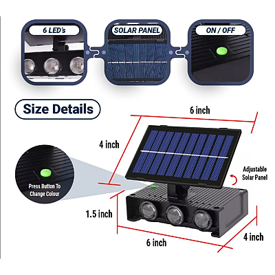 Lampa solara de perete 6 LED lumina RGB multicolora