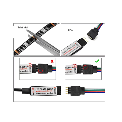 Kit banda LED RGB pentru TV lungime 5 m telecomanda inclusa