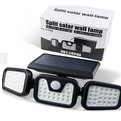 Lampa Solara Tripla cu Panou Solar Incorporat 74 LED SMD Reglabila 360 grade FL 1725A