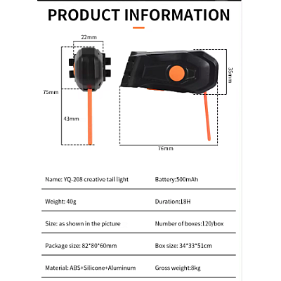 Stop spate pentru bicicleta 8821 cu LED ALBASTRU