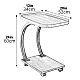 Masuta laterala din lemn cu roti curbata pentru sufragerie