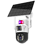 UB Camera de supraveghere 4G cu panou solar lentila dual 6 LED fiecare Audio bidirectional ALB