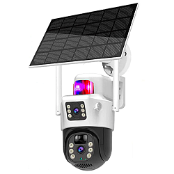 UB Camera de supraveghere 4G cu panou solar lentila dual 6 LED fiecare Audio bidirectional ALB