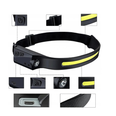 Lanterna frontala de cap LED USB AS 51737 Negru Lanterna frontala de cap LED USB AS 51737 Negru