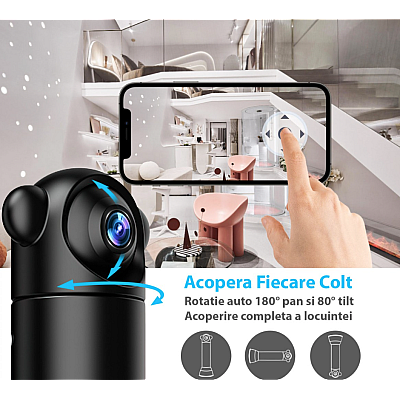 Mini camera supraveghere Andowl Q SX82 4K Wifi rotativa