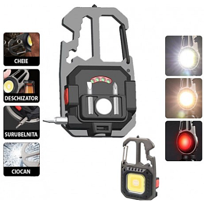 Breloc cu lanterna Andowl Q D911 LED COB multifunctional