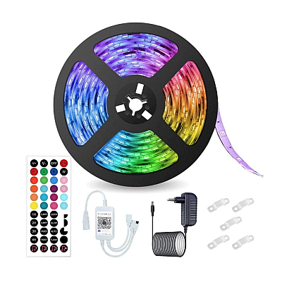 Kit Banda LED RGB Andowl Q T168 de 5 Metri Sincronizare Muzicala Bluetooth Controlul Aplicatie